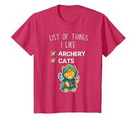 Mignon Chat Kawaii liste des Choses Que J'aime tir à l'arc Amant T-Shirt, Enfant, Rouge Chiné, 12 Ans