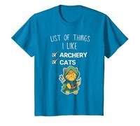 Mignon Chat Kawaii liste des Choses Que J'aime tir à l'arc Amant T-Shirt, Enfant, Saphir, 4 Ans