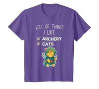 Mignon Chat Kawaii liste des Choses Que J'aime tir à l'arc Amant T-Shirt, Enfant, Violet Chiné, 10 Ans