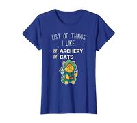 Mignon Chat Kawaii liste des Choses Que J'aime tir à l'arc Amant T-Shirt, Femme, Bleu Royal, L