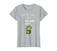 Mignon Chat Kawaii liste des Choses Que J'aime tir à l'arc Amant T-Shirt, Femme, Gris Chiné, M