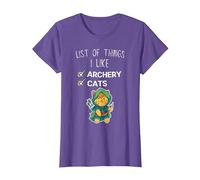 Mignon Chat Kawaii liste des Choses Que J'aime tir à l'arc Amant T-Shirt, Femme, Violet Chiné, L