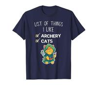 Mignon Chat Kawaii liste des Choses Que J'aime tir à l'arc Amant T-Shirt, Homme, Bleu Marine, M