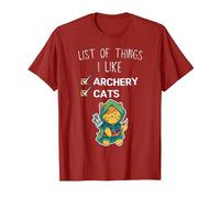 Mignon Chat Kawaii liste des Choses Que J'aime tir à l'arc Amant T-Shirt, Homme, Canneberge, S