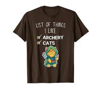 Mignon Chat Kawaii liste des Choses Que J'aime tir à l'arc Amant T-Shirt, Homme, Marron, L