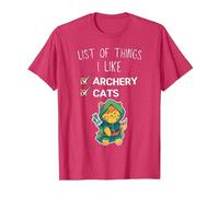 Mignon Chat Kawaii liste des Choses Que J'aime tir à l'arc Amant T-Shirt, Homme, Rouge Chiné, S