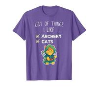 Mignon Chat Kawaii liste des Choses Que J'aime tir à l'arc Amant T-Shirt, Homme, Violet Chiné, S
