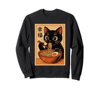 Mignon Chat Kawaii Ramen Nouilles Vintage Japonais Anime Chat Sweatshirt