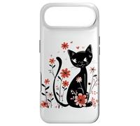 Mignon Chat Noir Design Scandinave Fleur Boho Printemps Chat Coque pour iPhone Air