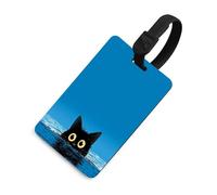 Mignon chat noir nageant dans l'eau étiquette bagage sac valise bagage étiquette nom étiquettes