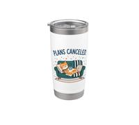 Mignon chat orange endormi planifie un canapé-lit annulé Gobelet isotherme en acier inoxydable double paroi