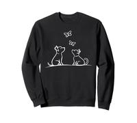 Mignon Chat Papillon Chien Minimal Pet Line Art Minimalisme Sweatshirt