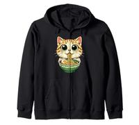 Mignon Chat Ramen Mangeant des Nouilles Kawaii Anime Style Graphique Sweat à Capuche