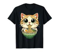 Mignon Chat Ramen Mangeant des Nouilles Kawaii Anime Style Graphique T-Shirt