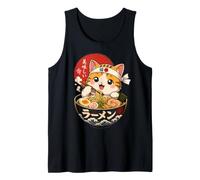 Mignon Chat Ramen rétro Japonais Amateur de Nourriture Débardeur