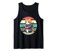 Mignon chat samouraï ninja katana guerrier épée guerrier Débardeur
