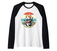 Mignon chat samouraï ninja katana guerrier épée guerrier Manche Raglan