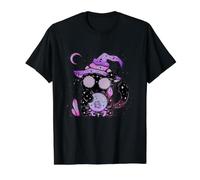 Mignon Chat sorcière Boule de Cristal Mystique Magique Violet Halloween Il T-Shirt Graphique avec Valeur, Homme, Noir, L