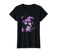 Mignon Chat sorcière Boule de Cristal Mystique Magique Violet Halloween Il T-Shirt Graphique avec Valeur, Femme, Noir, L