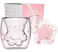 Mignon chat tasses chat patte tasse étincelles griffe verre Double paroi chat tasses à café chat pied lait verre Sakura tasse cadeau pour café thé