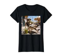 Mignon Chat tigré drôle Vie Jeunesse Papa Maman cornichons rétro cornichons T-Shirt Graphique avec Valeur, Femme, Noir, S