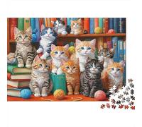 Mignon Chaton à Lire Puzzle 1000 Pièces Adulte avec Couleurs Éclatantes,Jeu De Puzzle Classique défi Entre Amis pour Un Tableau À Encadrer,Superbe Idée Cadeau 52x38cm/1000pcs