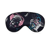 Mignon chaton chiot masque de sommeil avec les yeux bandés écouter de la musique réglable Super lisse doux masque pour les yeux pour hommes femmes voyage et sieste