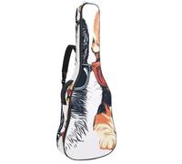 Mignon chaton et chiot avec lunettes et ananas rembourré, housse de protection pour guitare acoustique, housse de transport pour guitare électrique basse classique, Multicolore 03., 42.9x16.9x4.7 in,