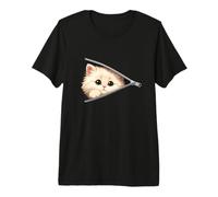 Mignon Chaton regardant la Fermeture éclair Visage de Chat T-Shirt Haut de Gamme