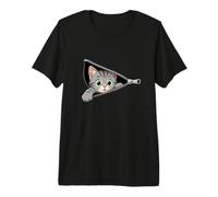 Mignon Chaton regardant la Fermeture éclair Visage de Chat T-Shirt Haut de Gamme