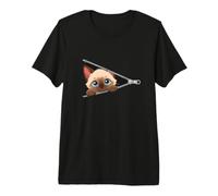 Mignon Chaton regardant la Fermeture éclair Visage de Chat T-Shirt Haut de Gamme