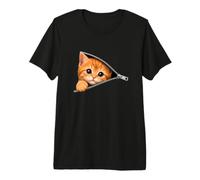 Mignon Chaton regardant la Fermeture éclair Visage de Chat T-Shirt Haut de Gamme