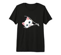Mignon Chaton regardant la Fermeture éclair Visage de Chat T-Shirt Haut de Gamme
