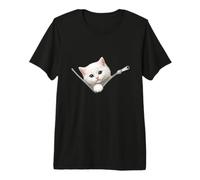 Mignon Chaton regardant la Fermeture éclair Visage de Chat T-Shirt Haut de Gamme