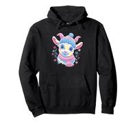 Mignon Chèvre Hiver Portrait Animal Lover Graphique Bleu Rose Sweat à Capuche