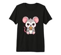 Mignon Chibi Mouse avec Biscuit Dessin animé T-Shirt Haut de Gamme