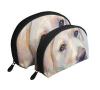 Mignon Chien Labrador, Trousse de Maquillage Coquille Femme Petit Porte-Monnaie Trousse de Toilette Trousse à cosmétiques 2 pièces