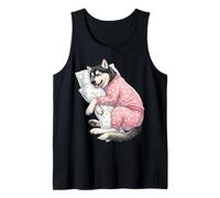 Mignon Chien Malamute de l'Alaska endormi en Pyjama Art du Coucher Débardeur
