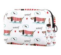 Mignon chien Miss Bones Trousse à cosmétiques pour femme, trousse de toilette de voyage, grande pochette de maquillage pratique avec fermeture éclair, multicolore, 18.5x7.5x13cm/7.3x3x5.1in, Trousse