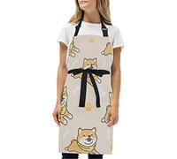 Mignon Chien Shiba Inu Tablier de Cuisine Sangle Réglable Tabliers de Chef BBQ Jardin Café pour Serveuse Serveur Enfant avec 2 Poches