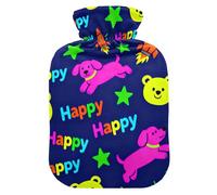 Mignon chien vaisseau spatial bleu foncé avec housse souple, compresse chaude de 2 L pour réchauffer le ventre, soulager les douleurs au cou et aux épaules, Bolsa de agua Caliente para el Dolor