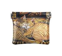 Mignon Chihuahua Chihuahua Rétro Baignoire Femmes Porte-monnaie Cuir PU Fermoir Mignon Portefeuille Porte-cartes pour Filles Femmes, Hearthside Feline Siesta Cozy Cats by the Fire, 1 size, Moderne