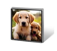 Mignon chiot Golden Retriever imprimé badge carré bouton en métal badge bouton décoratif broche épinglettes sac chapeau accessoires pour femmes hommes aluminium