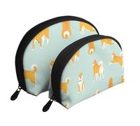 Mignon Chiot Shiba Inu, Trousse de Maquillage Coquille Femme Petit Porte-Monnaie Trousse de Toilette Trousse à cosmétiques 2 pièces