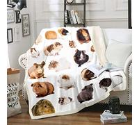 Mignon Cochon d'Inde 3D Cavy Motif Couverture 75x100cm Belle Animal Imprimé Sherpa pour Enfants Filles Adultes Microfibre Thème Animal en Peluche Room Decor