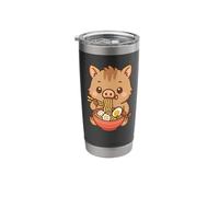 Mignon cochon mangeant ramen animal de dessin animé Foodie Gobelet isotherme en acier inoxydable double paroi