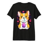 Mignon Corgi Boba Tea Kawaii Chien T-Shirt Haut de Gamme