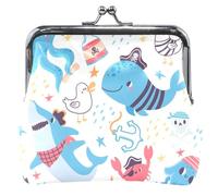 Mignon Créatures sous-marines Femmes Blanches Mignon Portefeuille En Cuir Baiser Verrouillage Boucle De Changement D'argent Pochette Filles, Mignon Créatures Sous-Marines Blanc, Classique, Adorables