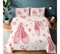Mignon Cœur Chaussures de Danse Soft Printed Comforter Set 220×240 cm, Lightweight All-Season Bedding for Summer AC and Winter Warmth, Rose Quilted Comforter, Perfect for Guest Room Refresh