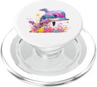 Mignon Dauphin Kawaii océan Animal Vibrant scène sous-Marine PopSockets PopGrip pour MagSafe